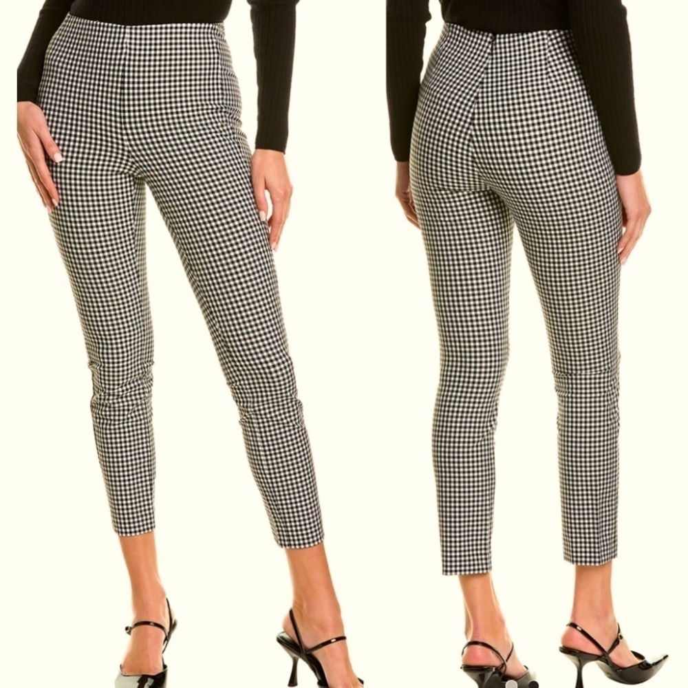 Rag & Bone Simone Pants In Black/White Gingham Check High Waist Cropped SZ 2